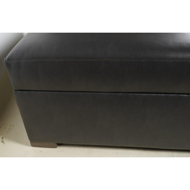 Animal Skin A Large Storage Supple Soft Quality Black Leather Ottoman With Storage For Sale - Image 7 of 8