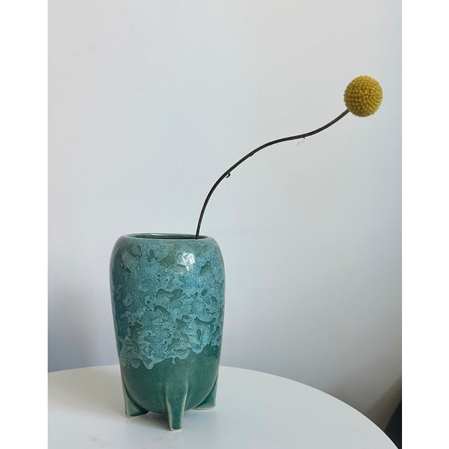 1940s 1940s Nelson McCoy Ceramic Vase Signed Art Deco Space Age For Sale - Image 5 of 7