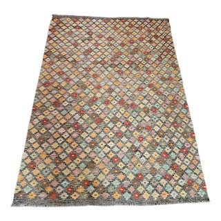 Handcrafted Kilim Rug with Geometric Floral Pattern, 1990s For Sale