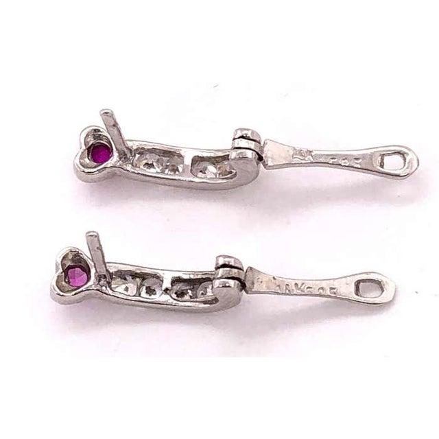 14 Karat White Gold Diamond and Ruby Earrings Latch Back 0.40 TDW, A Pair For Sale - Image 4 of 7