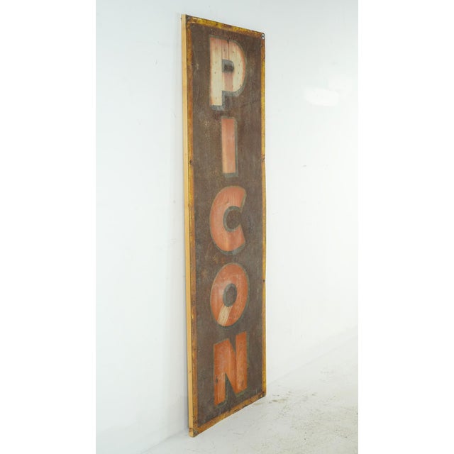 Traditional Vintage French Enameled Steel Picon Advertising Sign For Sale - Image 3 of 6