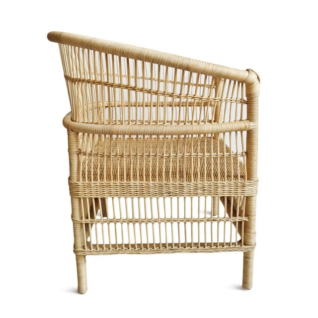 Vintage Raw Wicker Horseshoe Chair For Sale In Los Angeles - Image 6 of 9