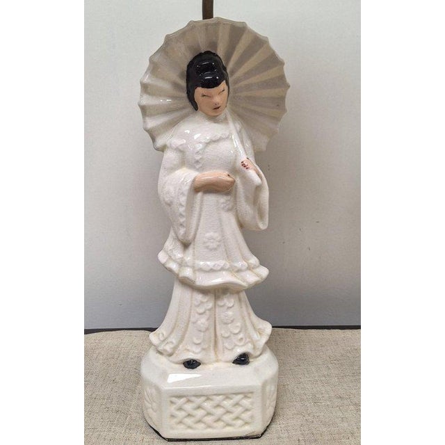 Vintage Mid-Century Blanc De Chine Figural Table Lamps - Pair For Sale - Image 10 of 15