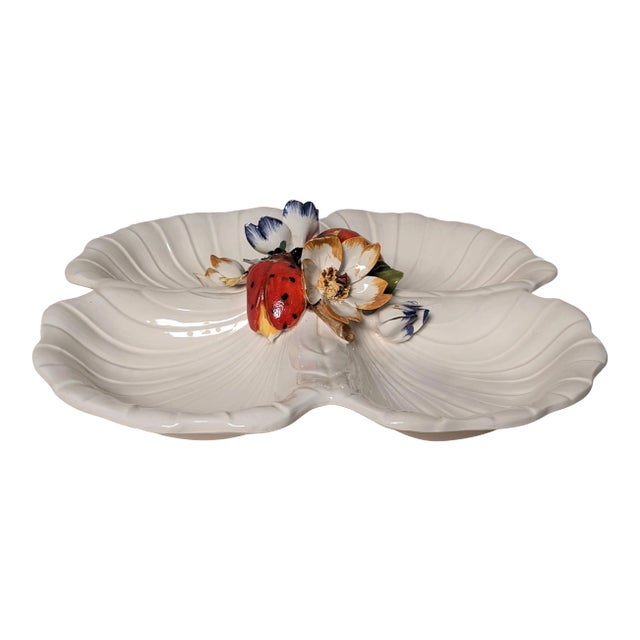 Vintage Italian Floral 4-Part Serving Platter For Sale