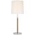 Thomas O'Brien by Visual Comfort Signature Bryant Large Wrapped Table Lamp in Polished Nickel and Natural Leather with Linen Shade For Sale