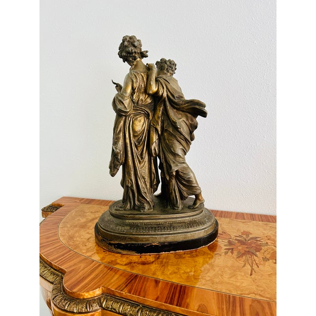 Early 20th Century Early 20th C Grecian Maiden Statue ‘Confidence’ in Patinated Spelter, Wood Base For Sale - Image 5 of 11