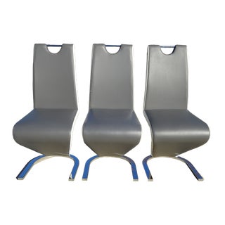 Zig Zag Chairs with Chrome Base, 2000s, Set of 3 For Sale