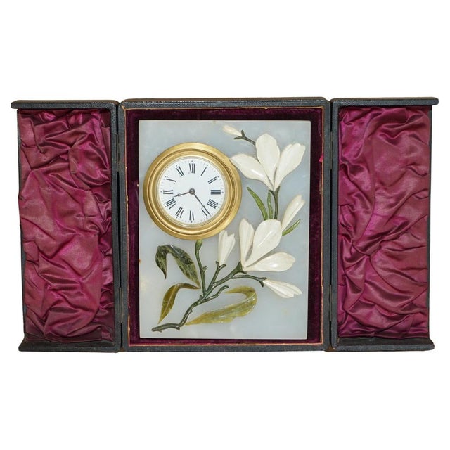 Royal Warrant Clock in Case by John D Harris Marble & Pietra Dura Boudoir For Sale - Image 18 of 18