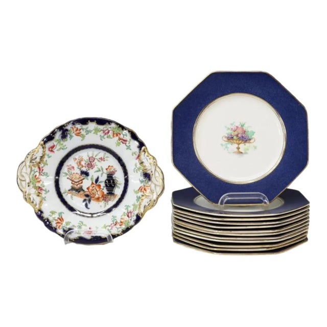 Set includes: - 12 dessert plates: 9 inches in diameter - 1 accent plate: 9.25 inches wide and 8 inches deep - 1 serving...