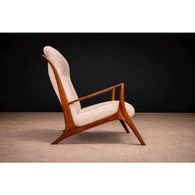 Mid-Century Modern Armchair in Hardwood and Bouclé by John Graz, 1950s For Sale - Image 3 of 10