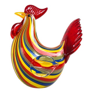 Lenox Hand-Blown Multicolor Art Glass Rooster Figurine For Sale
