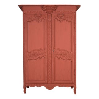 French Rhubarb Marriage Armoire For Sale