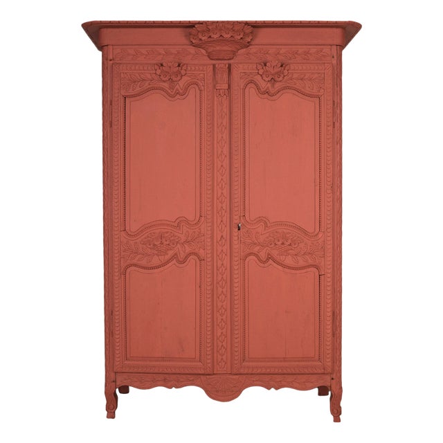 French Rhubarb Marriage Armoire For Sale