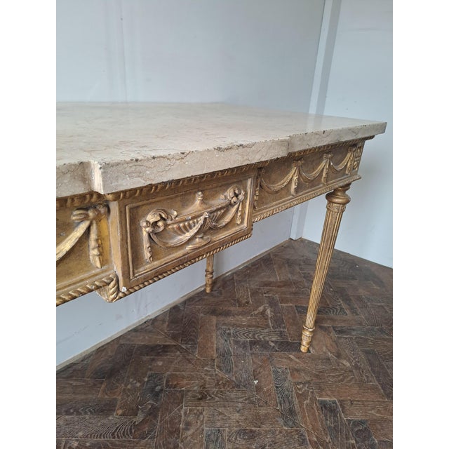 Louis XVI Style Gilt Console Table, 1890 For Sale - Image 3 of 8