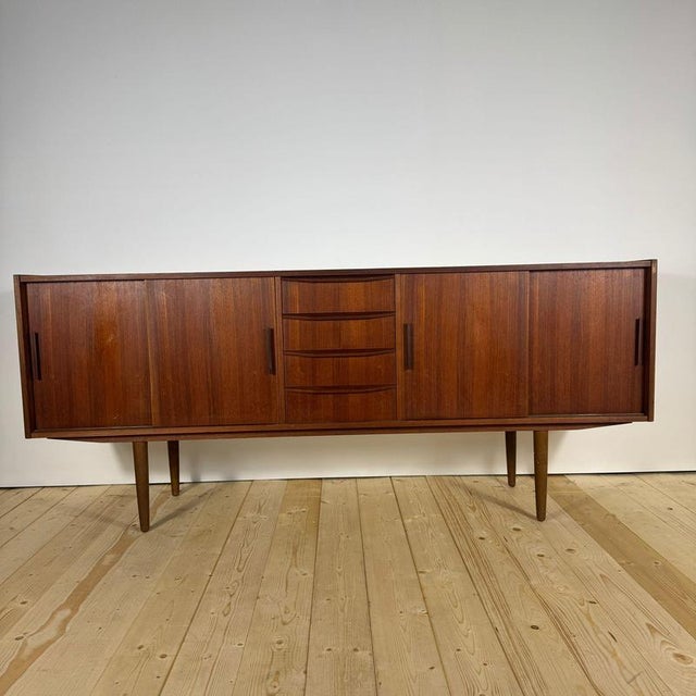 Teak Sideboard with Sliding Doors and Drawers, 1960s For Sale - Image 6 of 9