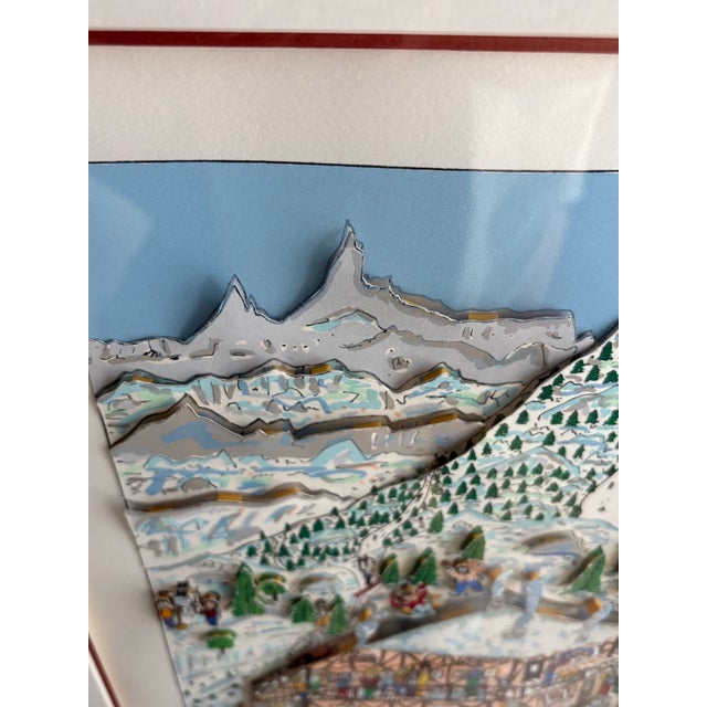 Vintage James Rizzi “Ski Weekend” 3d Layered Serigraph Art Signed & Numbered 23/150 For Sale - Image 9 of 12
