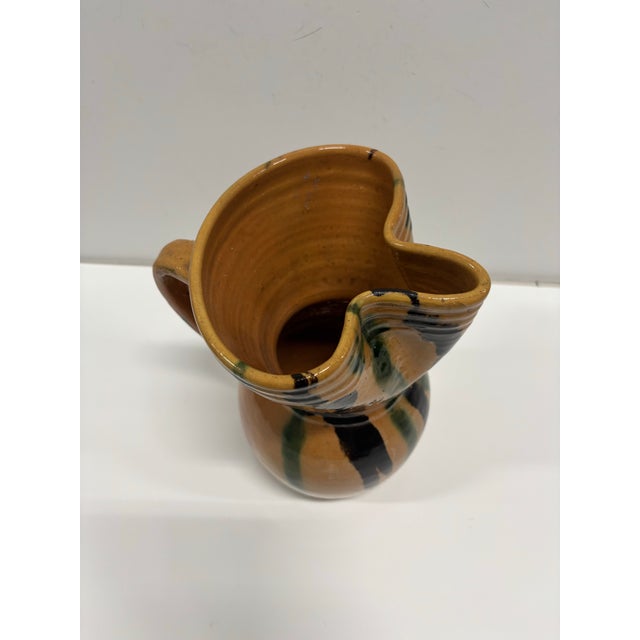 Late 19th Century Antique Hand-Painted Ceramic Water Pitcher W. Handle. For Sale - Image 5 of 5