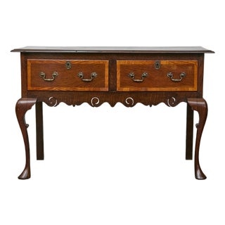 English 19th Century Two-Toned Oak Server with Drawers and Carved Apron For Sale