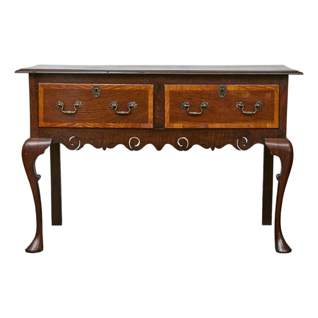 English 19th Century Two-Toned Oak Server with Drawers and Carved Apron For Sale