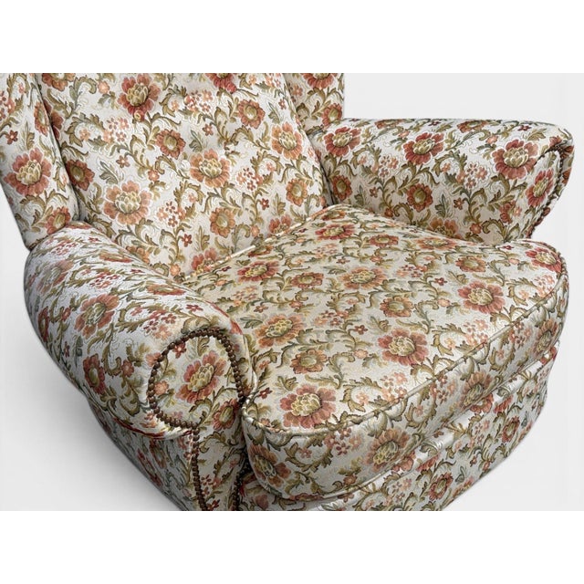 Danish Cabinetmaker, Large Wingback Chair, Floral Fabric, Wood, Denmark, 1950s For Sale In New York - Image 6 of 11