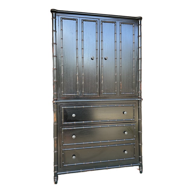 Arhaus Faux Bamboo Cabinet For Sale