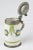 Glazed ceramic beer mug with polychrome floral decorations, pewter lid. The initials F.W. are engraved on the lid. 18th -...