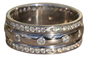The Irida: Ladies 14K Wide Diamond Eternity Band