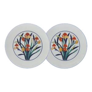 Late 20th Century Tiffany & Co. Signed Porcelain Wall Plates Floral Cabinet Plate - a Pair