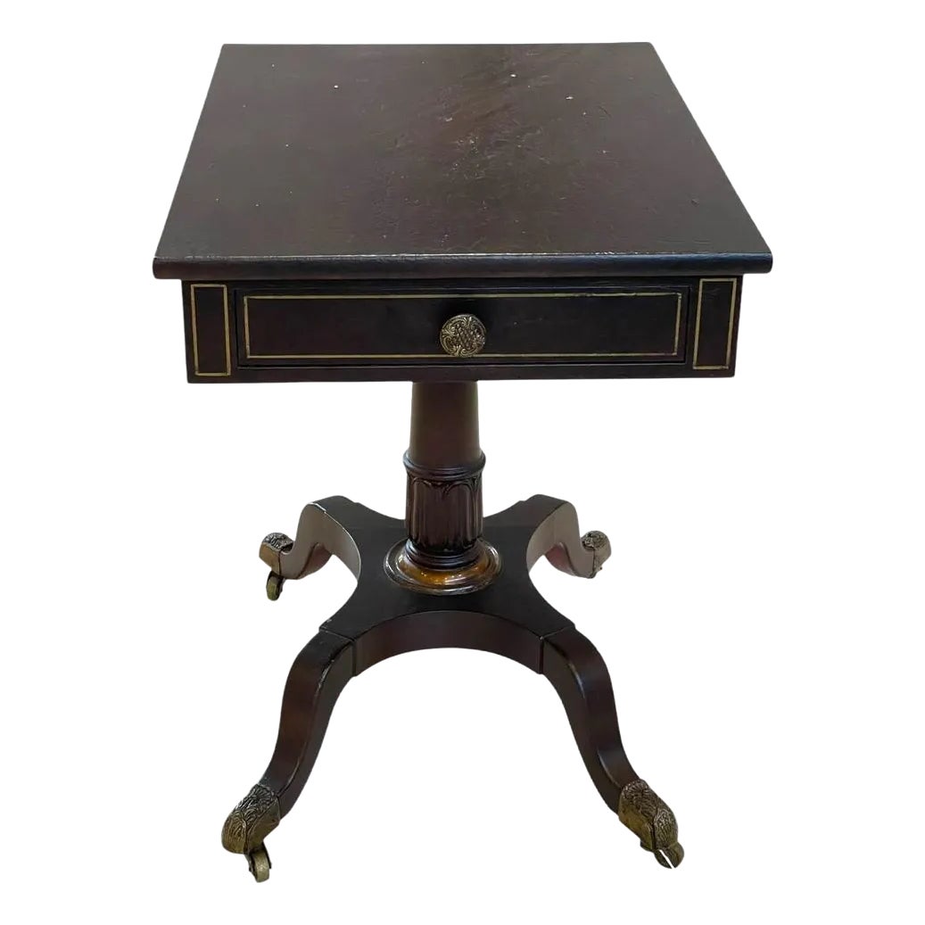 Vintage Work Side Table With Gold Gilt Detail | Chairish