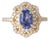18k Gold 2.01 Carat Sapphire Oval and Diamond Floral Halo Ring, Size 6.5 For Sale