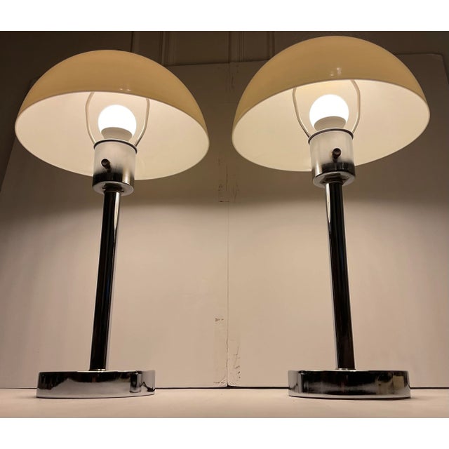 1960s Italian Vintage 1960’s Space Age Chrome Lamps a Pair For Sale - Image 5 of 13