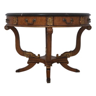 Century Round Marble Top French Empire Center Table For Sale