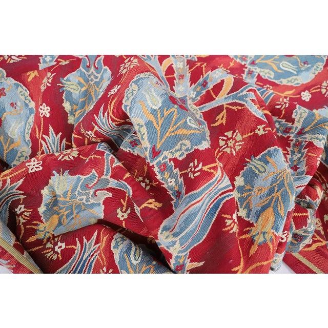 Red 8'x10' Handwoven Kilim Rug | Flatweave Bessarabian Kilim | Floral Motif For Sale - Image 8 of 9