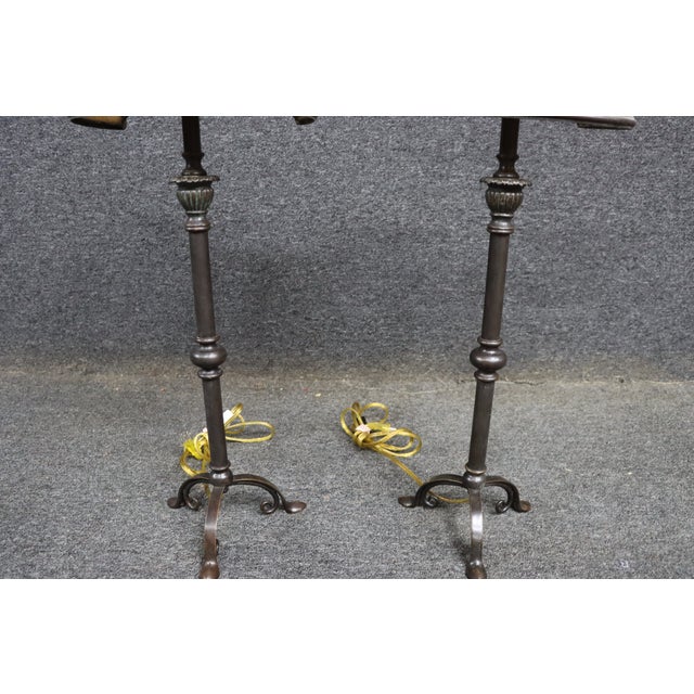 Pair of Brass & Bronze Finish Table Lamps With Coconut Shell Shades For Sale - Image 11 of 12