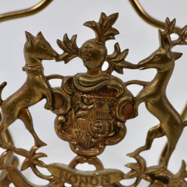 Traditional Vintage Italian Brass Honor Crest Letter or Napkin Holder For Sale - Image 3 of 9