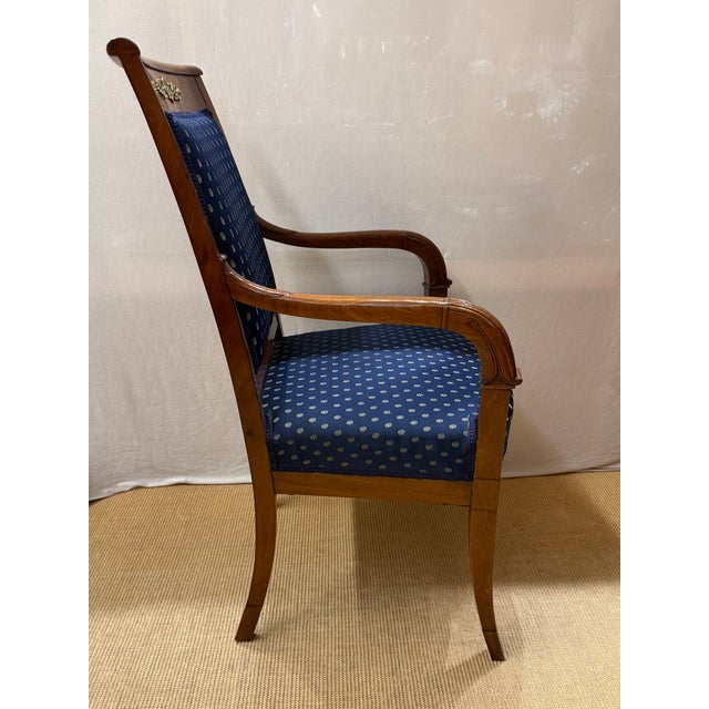 Wood Antique Biedermeier Chair in Mahogany with Brass, 1800 For Sale - Image 7 of 9