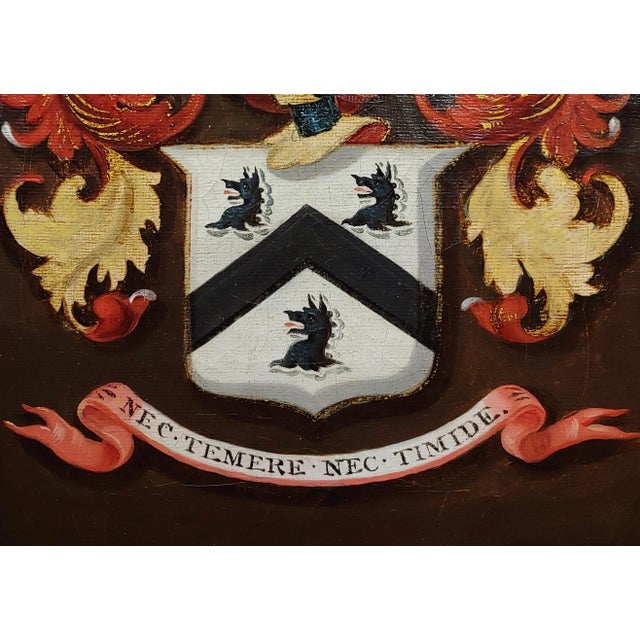 18th Century British Coat of Arm - Oil Painting C.1790s For Sale - Image 4 of 8