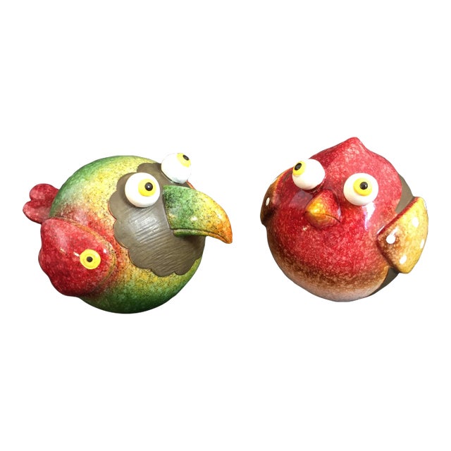 Vintage Studio Art Pottery Whimsical Lovebirds Sculpture - a Pair For Sale