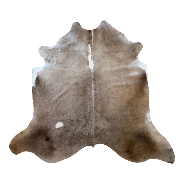 Natural Brazilian Dark Champagne Cowhide Rug. 79" X 86" For Sale