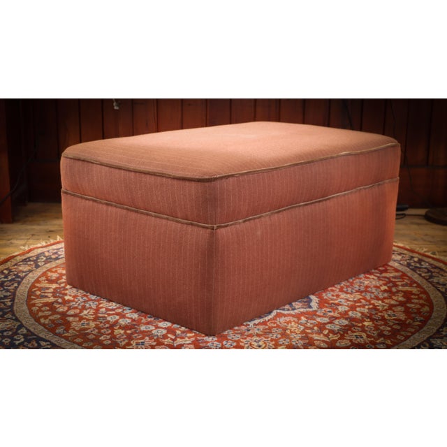Early 21st Century Country House Rectangular Ottoman in Pin-Striped Wool Velvet, 2010s For Sale - Image 5 of 16
