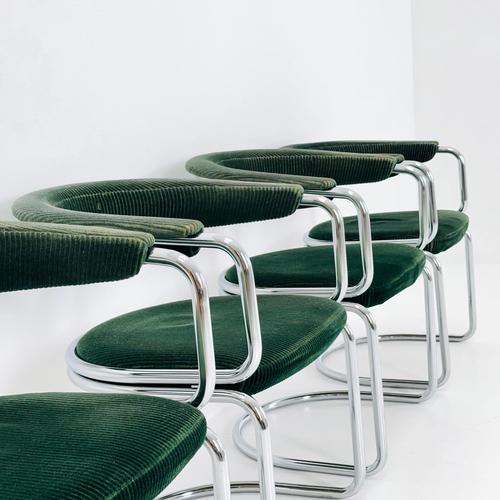 Mid-Century Modern Green Velvet Dining Table Armchairs by Giotto Stoppino, Italy, 1970s For Sale - Image 12 of 18