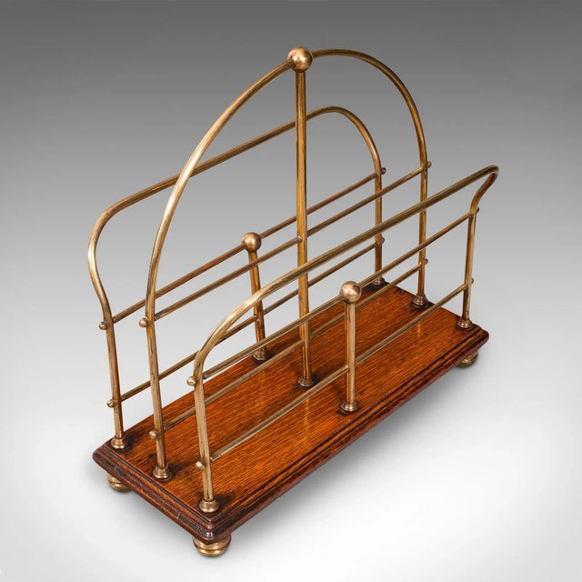 1900s Antique Victorian English Oak Newspaper Rack For Sale - Image 6 of 11