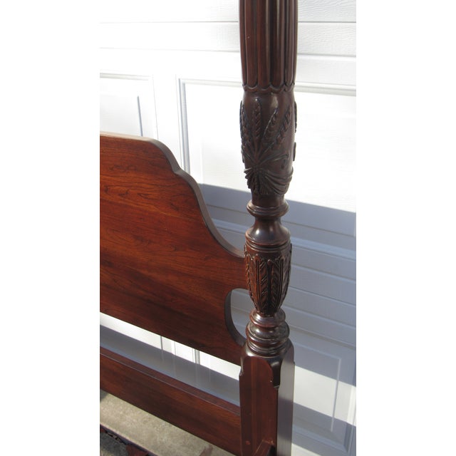 Wood 1980s Ethan Allen Queen Size Poster Bed Carved Cherry Designer Rice For Sale - Image 7 of 11