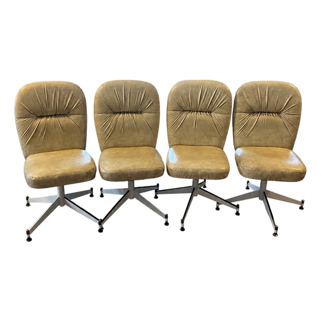 1970s Set of 4 Mid Century Modern Swivel Lounge/Dining Chairs For Sale
