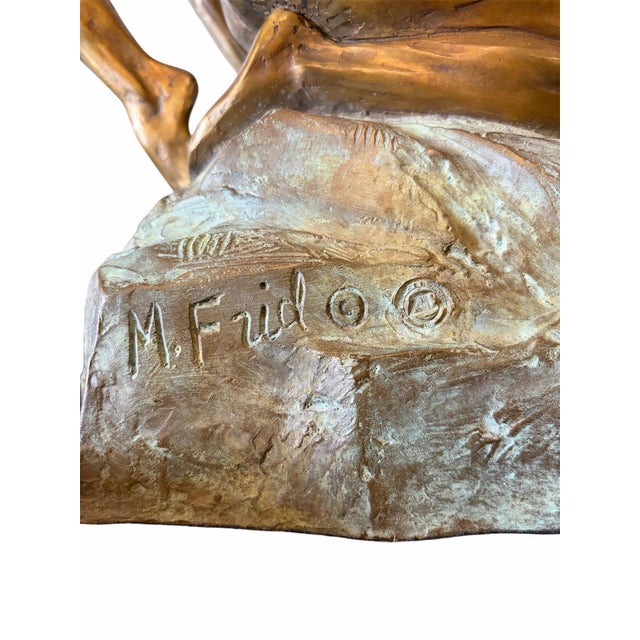 American 1990s Misha Frid “Harp Player” Bronze Sculpture For Sale - Image 3 of 5