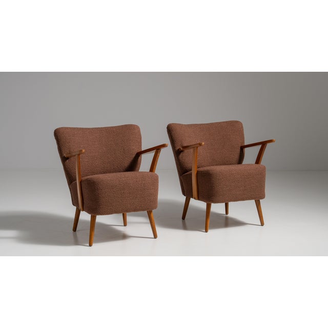 Pair of 1940s Danish Brown Mid-Century Modern Upholstered Armchairs For Sale - Image 15 of 15