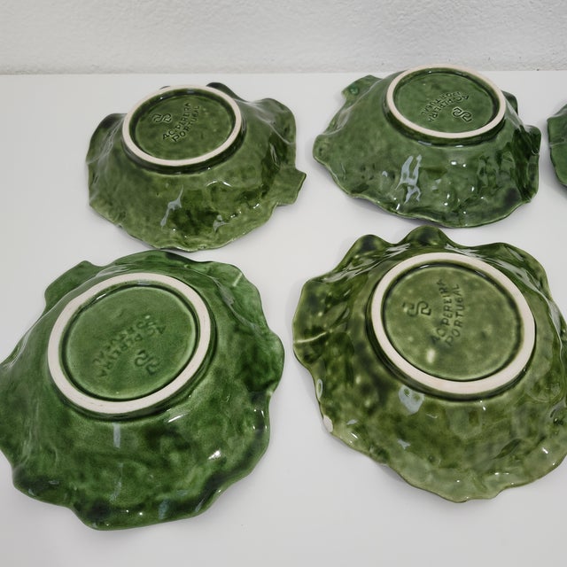 Spring Easter Luxury Cabbage Cup Bowls Majolica Ac Pereira Portugal 20th C. - Set of 10 For Sale - Image 15 of 16