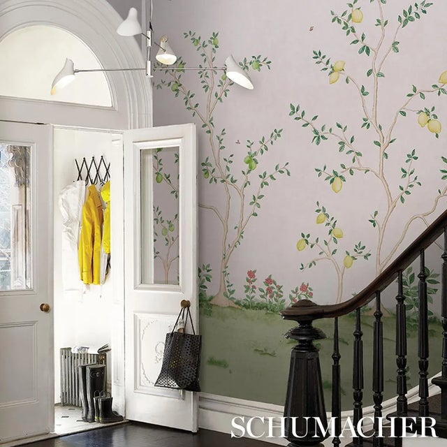 Schumacher Citrus Blossom 2 Panel Set Wallpaper In Blush For Sale In New York - Image 6 of 6