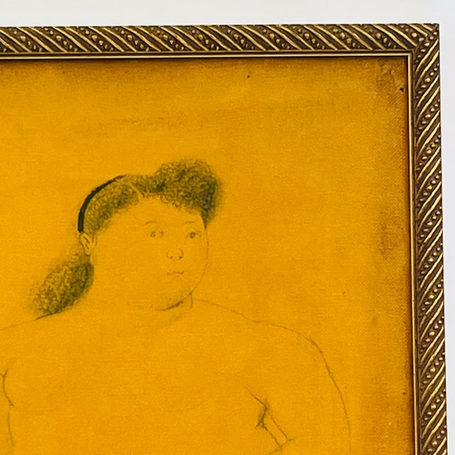 Late 20th Century Vintage Framed Seated Nude Oil Painting in the Manner of Fernando Botero For Sale - Image 5 of 17