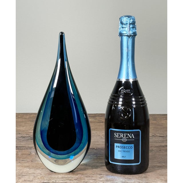 Mid-century Murano art glass teardrop table sculpture, Italy, circa 1960s–1970s. Hand-blown sommerso glass with layered...